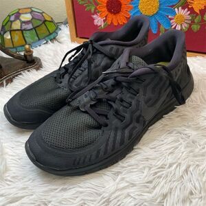 Nike Free 5.0 Running Shoes Black Anthracite Size 10.5 Breathable Lightweight